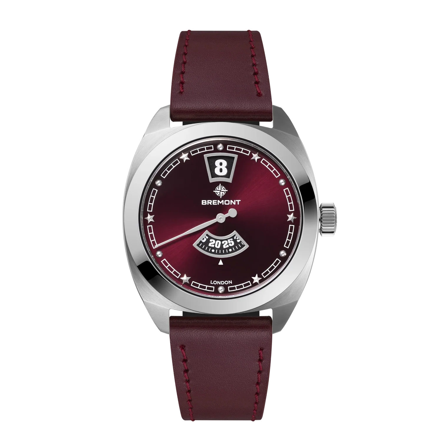 Burgundy35-ProductCarousel-Strap1 Terra Nova 35mm Jumping Hour Burgundy Leather Strap - Image 1
